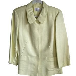 Emma James Linen Blend Blazer Butter Yellow Sz 10 Jacket 3/4 Sleeves Career